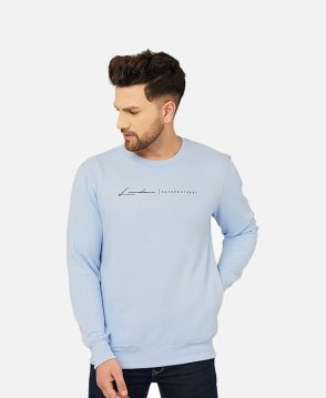 Men Full Sleeve Color Block Sweatshirt Latest SkyBlue